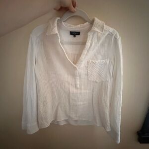 State Women's Gauze White Collared Top